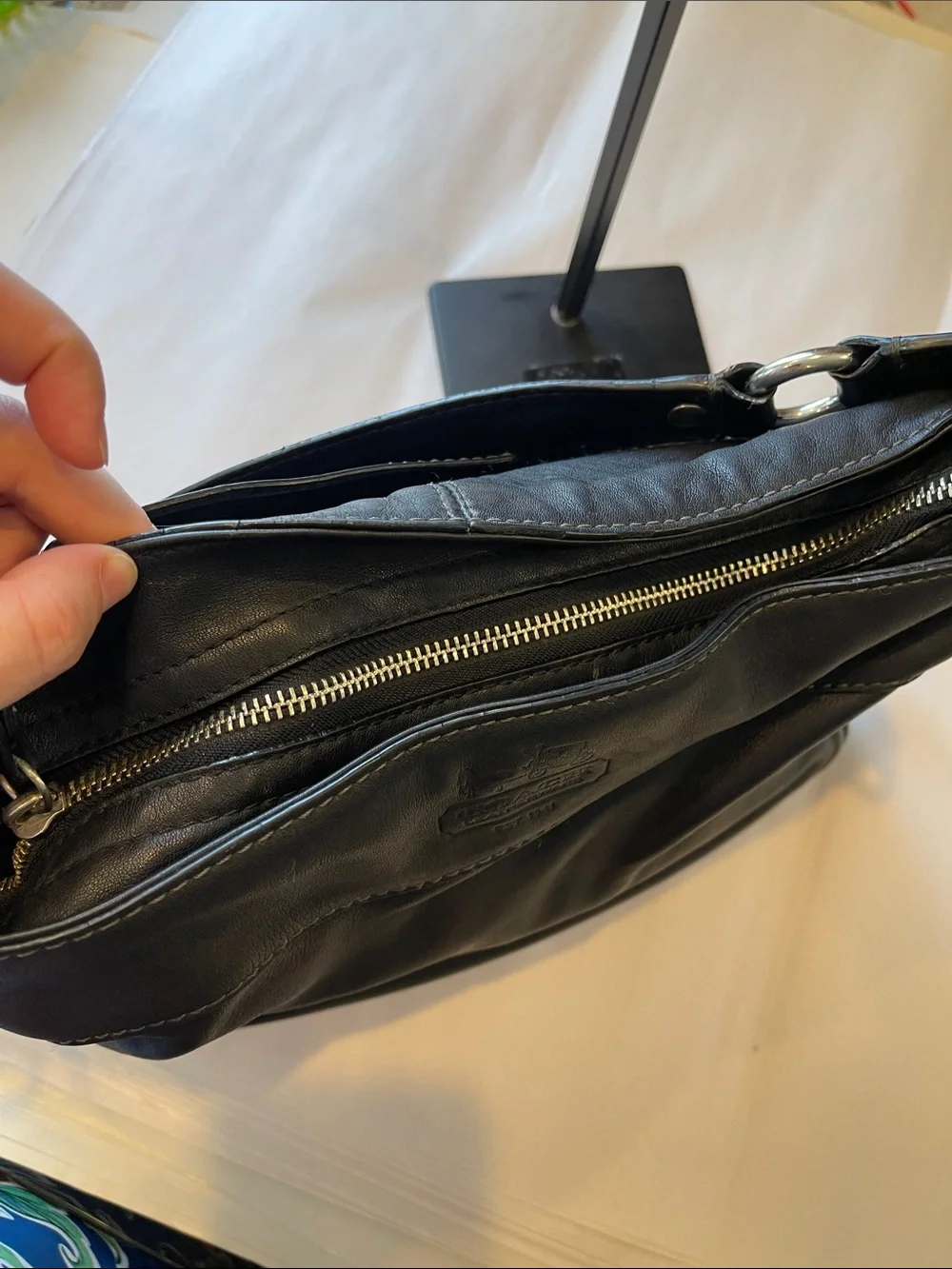Coach Black Leather Shoulder Bag Silver Hardware Work Purse Everyday Carry